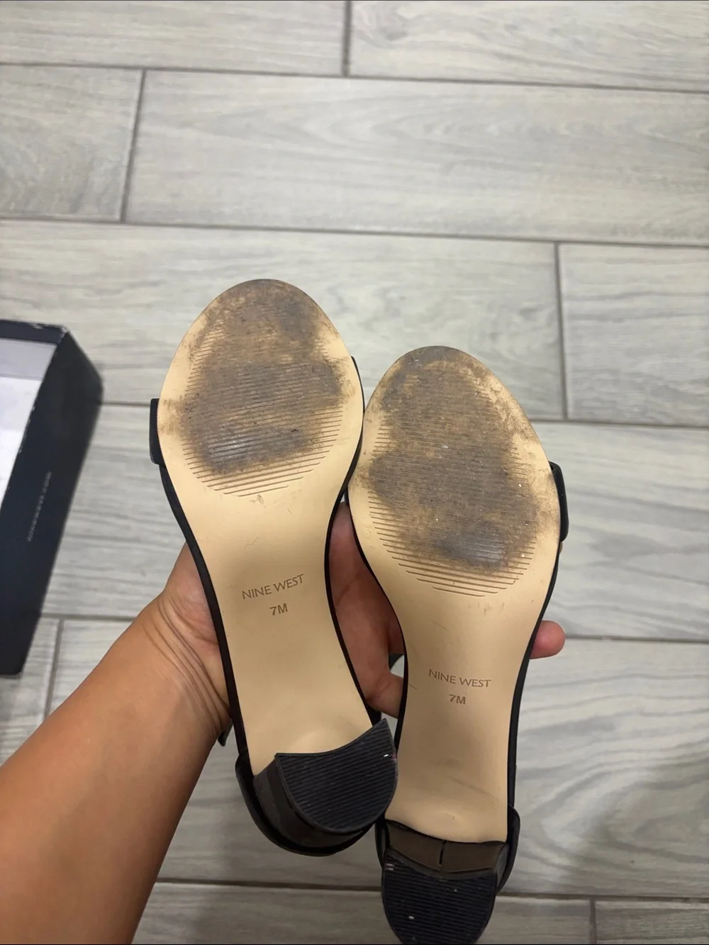 Nine West Black Open-Toe Ankle-Strap Heels